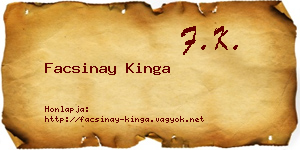 Facsinay Kinga névjegykártya